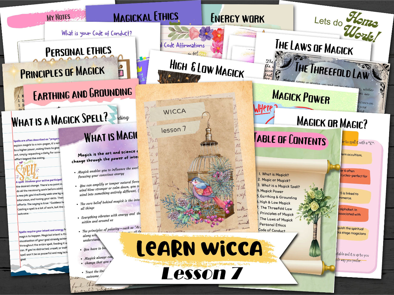 WICCA LESSON #7 - Learn Witchcraft, Unlocking the Secrets of Magick, A Beginner's Guide to High and Low Magick, Printable Book of Shadows