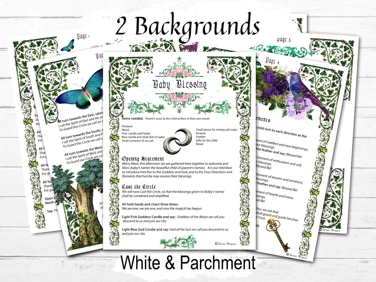 BABY BLESSING 6 Pages, Wiccaning Naming Ritual, Complete Witchcraft Baby Ritual, Pagan Baby Spell, Witch Baby Spell, Witch Child, Printable - Morgana Magick Spell