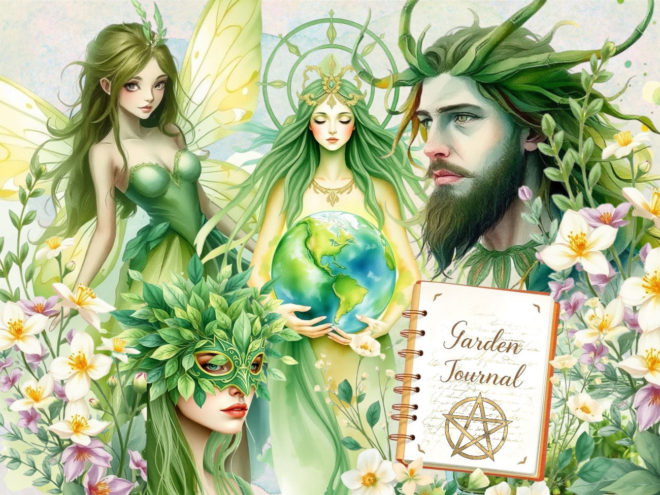 GREEN WITCH CLIPART – 85 Magical PNGs for your Junk Journal, digital scrapbook, Wicca Book of Shadows, Nature inspired, Commercial License -Morgana Magick Spell