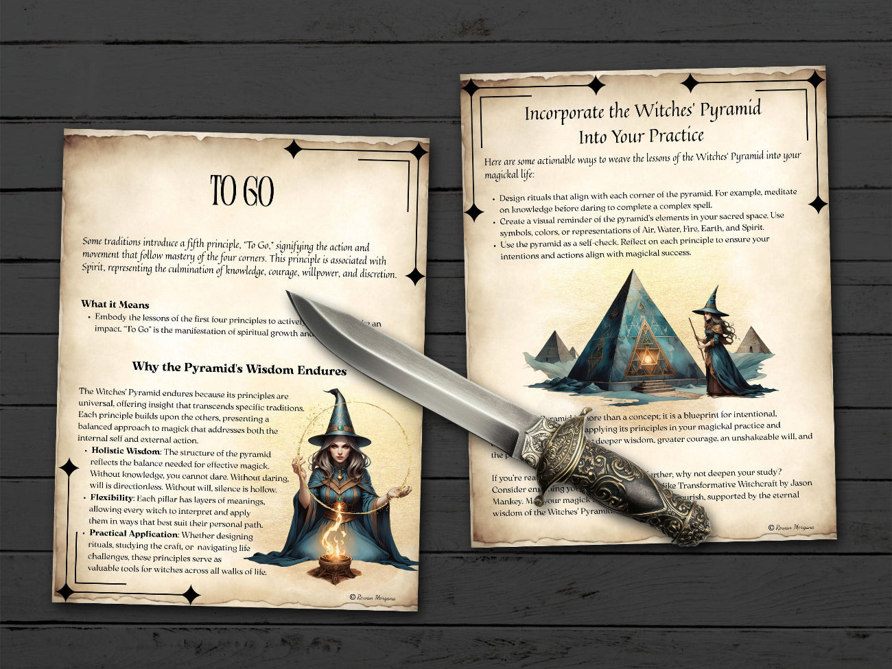 THE WITCHES' PYRAMID, Unlocking The Four Pillars of Magical Spellcasting, High Magick, Witchcraft Elements, 8 Printable Spellbook Pages - Morgana Magick Spell