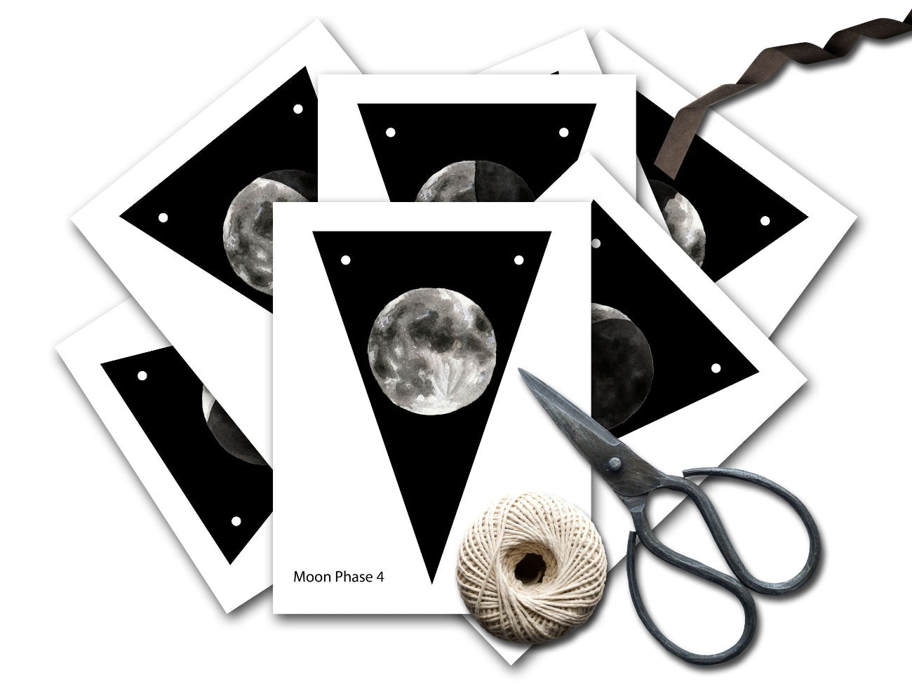 WICCA MOON Banner, Moon Cycle Bunting - Morgana Magick Spell