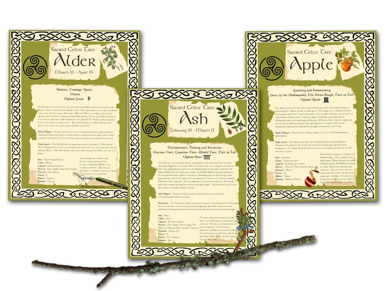 CELTIC TREES Bundle 15 Pages, Wicca Witchcraft Druid Tree Months, Celtic Tree Calendar, The Druids Calendar, Celtic Tree Month Ogham Lore- Morgana Magick Spell