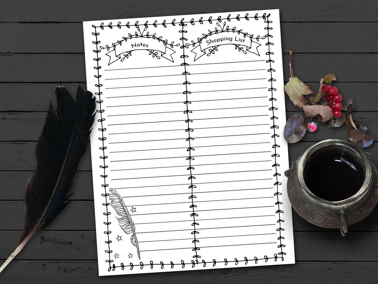 Close-up detail of Notes and Shopping List for Sabbats - Morgana Magick Spell