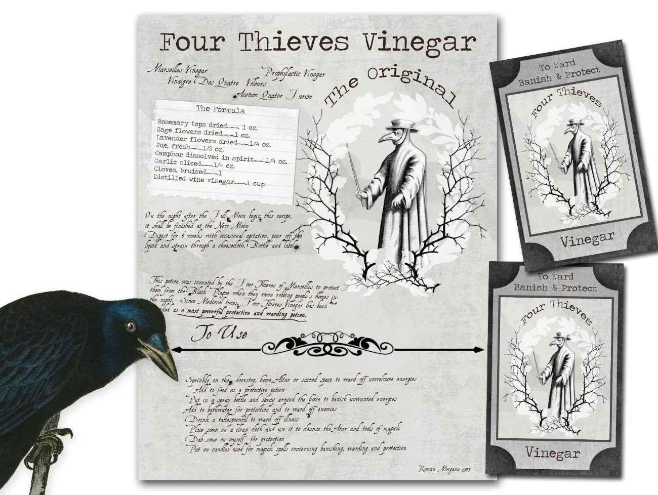 4 THIEVES VINEGAR Recipe Printable 2 Pages - Morgana Magick Spell