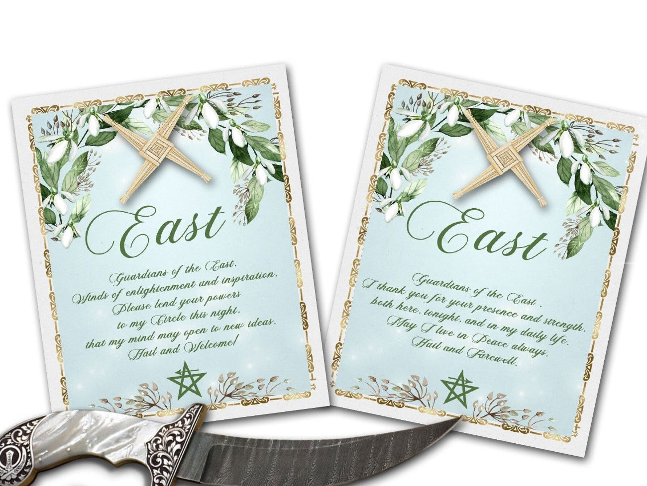 IMBOLC QUARTER CALLS East Invoking and Banishing Cards, Printable Cards to Cast a Magic Circle - Morgana Magick Spell