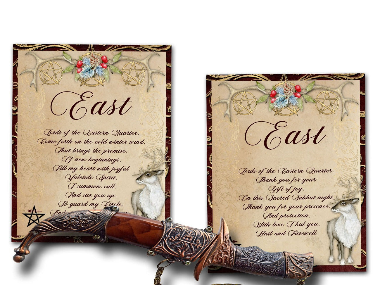 YULE QUARTER CALLS East Invoking and Banishing Cards - Morgana Magick Spell