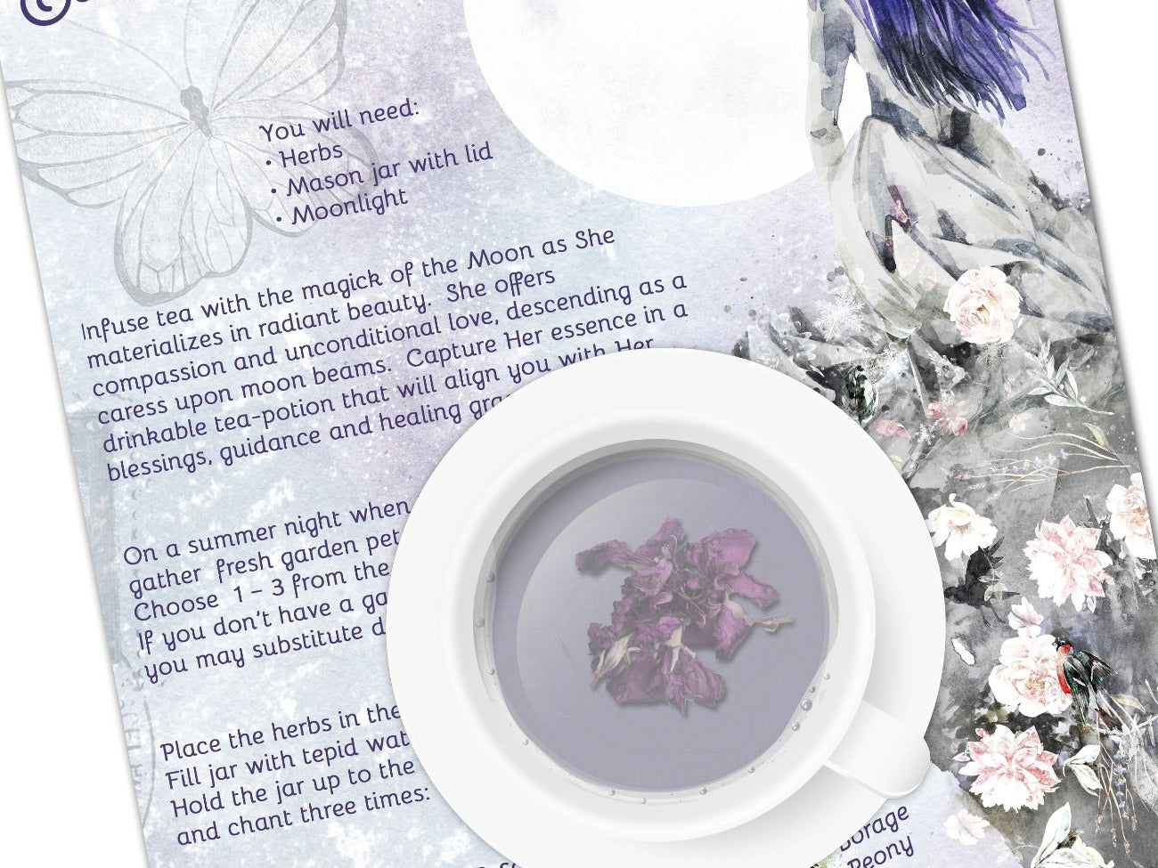 SUMMER MOON TEA Recipe, Witches Tea, close-up view - Morgana Magick Spell