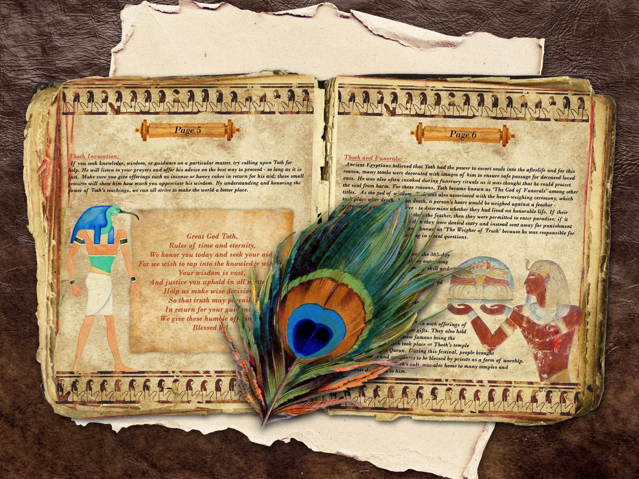 THOTH Egyptian God, 6 Pages, God of Wisdom and Writing, Emerald Tablets, Tehuti God Altar Guide, Ancient Egypt Printable Witchcraft Grimoire - Morgana Magick Spell