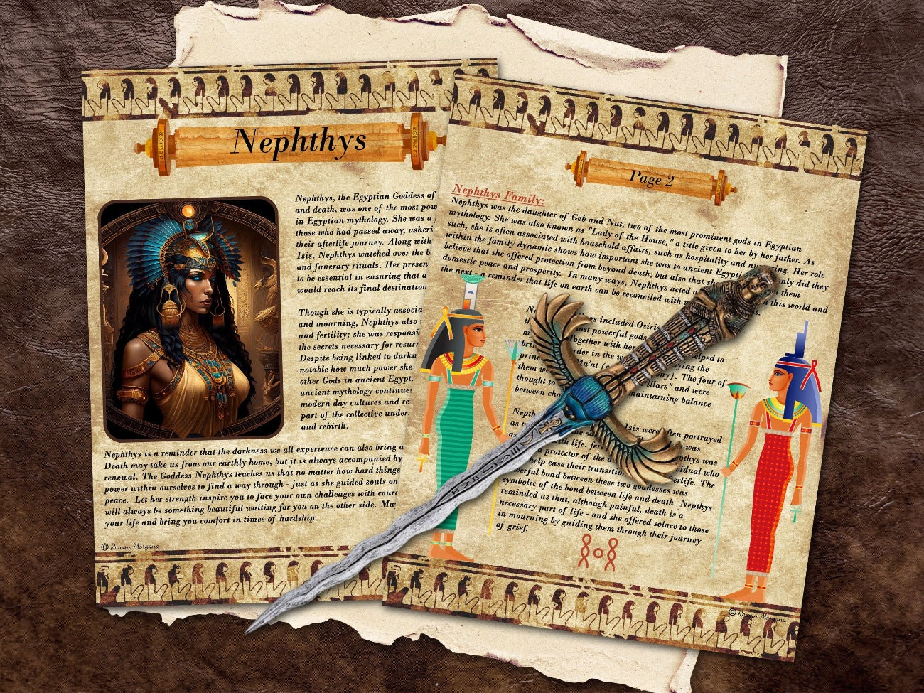 GODDESS NEPHTHYS 5 Pages, Lore and Mythology, Egyptian Goddess of Resurrection and Underworld, Printable Witchcraft Grimoire Altar Guide - Morgana Magick Spell