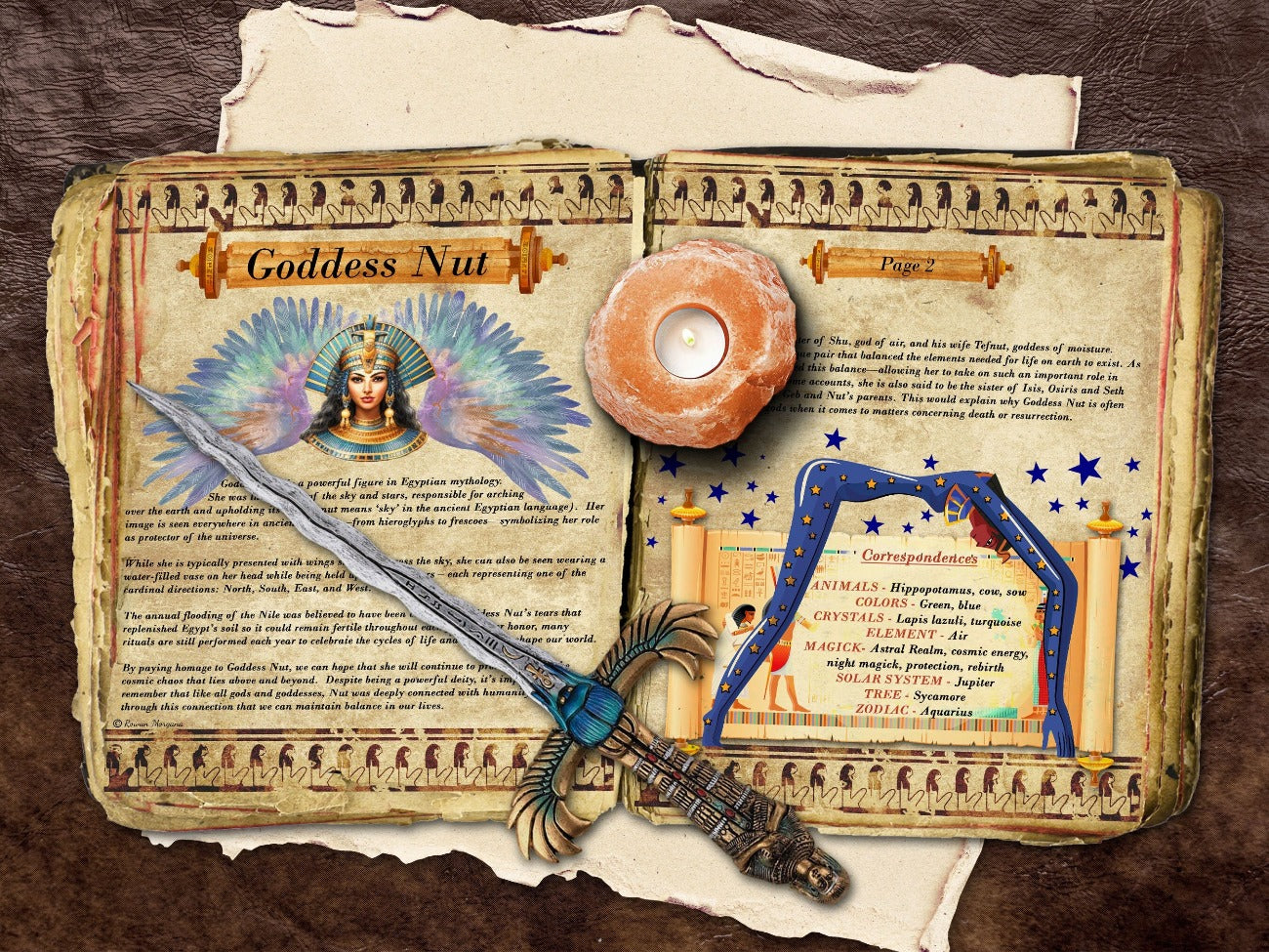 GODDESS NUT 5 Pages, Lore and Mythology, Egyptian Goddess of the Sky Stars and Heavens, Printable Witchcraft Grimoire Altar Guide, Gift - Morgana Magick Spell