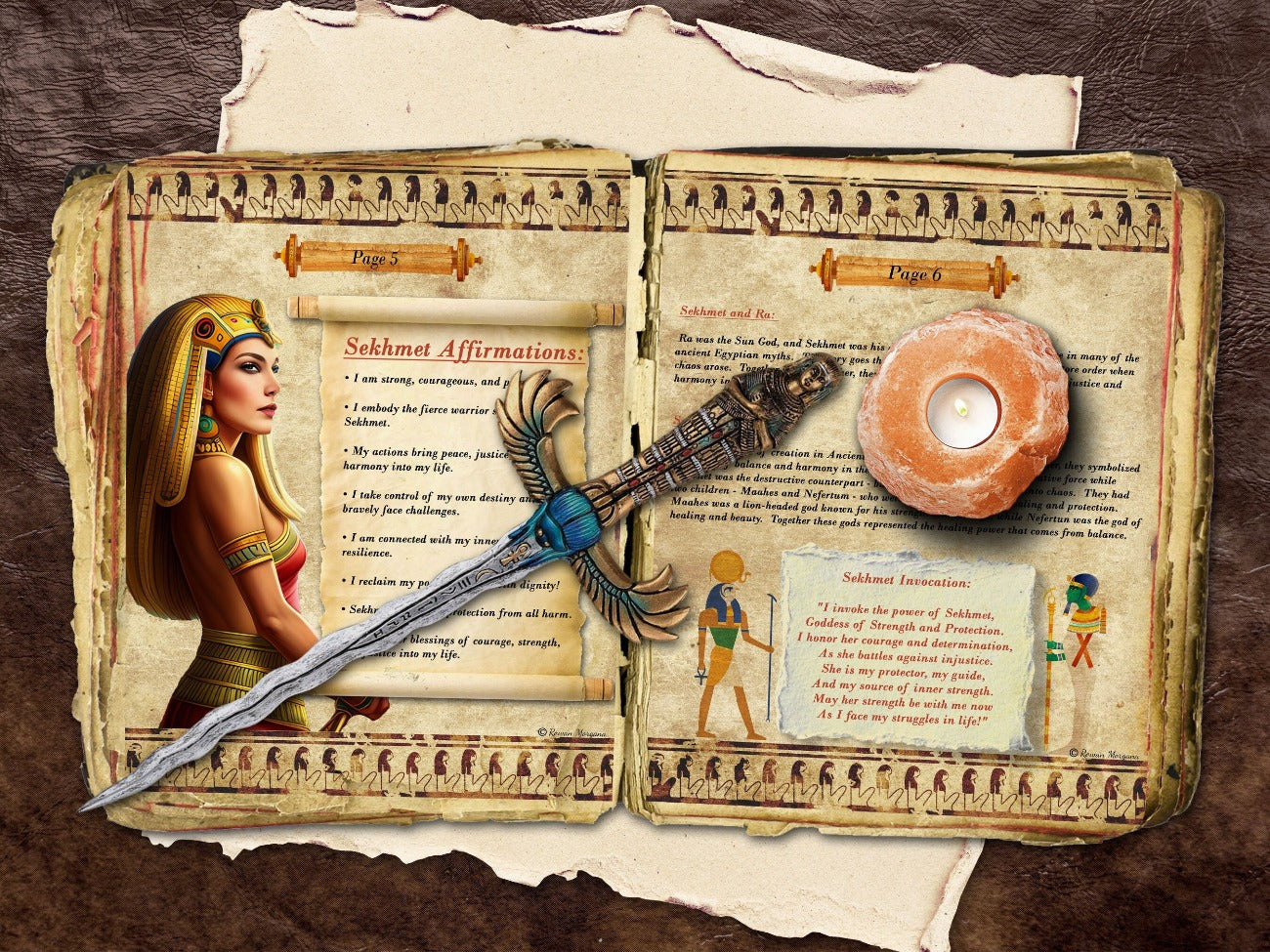 GODDESS SEKHMET 6 Pages, Lore and Mythology, Egyptian Goddess of Harmony Justice & Balance, Printable Witchcraft Grimoire Altar Guide - Morgana Magick Spell