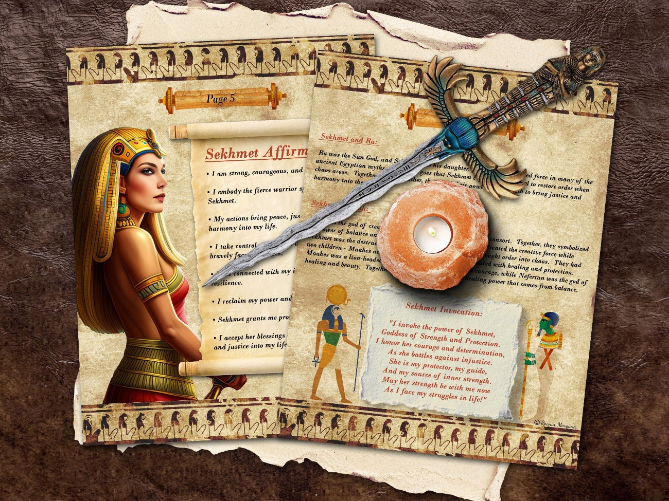 GODDESS SEKHMET 6 Pages, Lore and Mythology, Egyptian Goddess of Harmony Justice & Balance, Printable Witchcraft Grimoire Altar Guide - Morgana Magick Spell