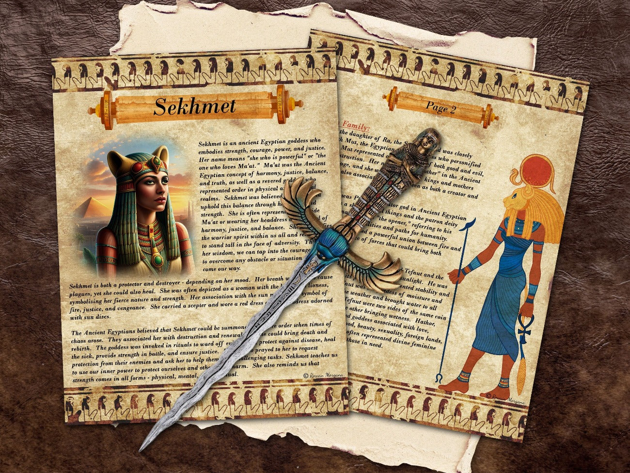 GODDESS SEKHMET 6 Pages, Lore and Mythology, Egyptian Goddess of Harmony Justice & Balance, Printable Witchcraft Grimoire Altar Guide - Morgana Magick Spell