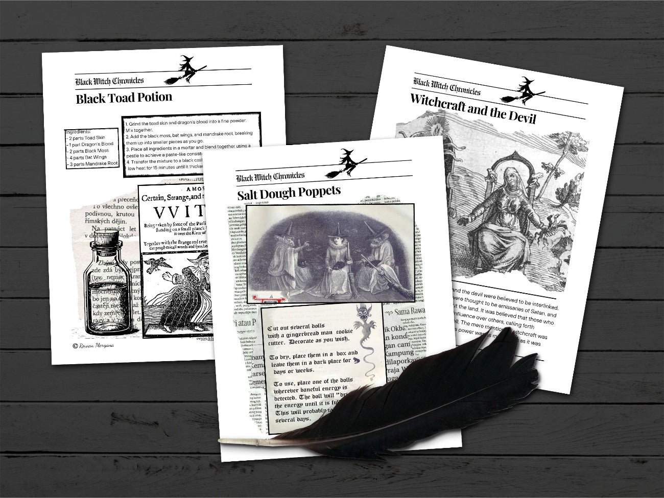 BLACK WITCH CHRONICLES, 24 pages, Olde Spells Potions, Incantations, Banish Spirits, Witchcraft belladonna flying oil, Besom and Chalice - Morgana Magick Spell