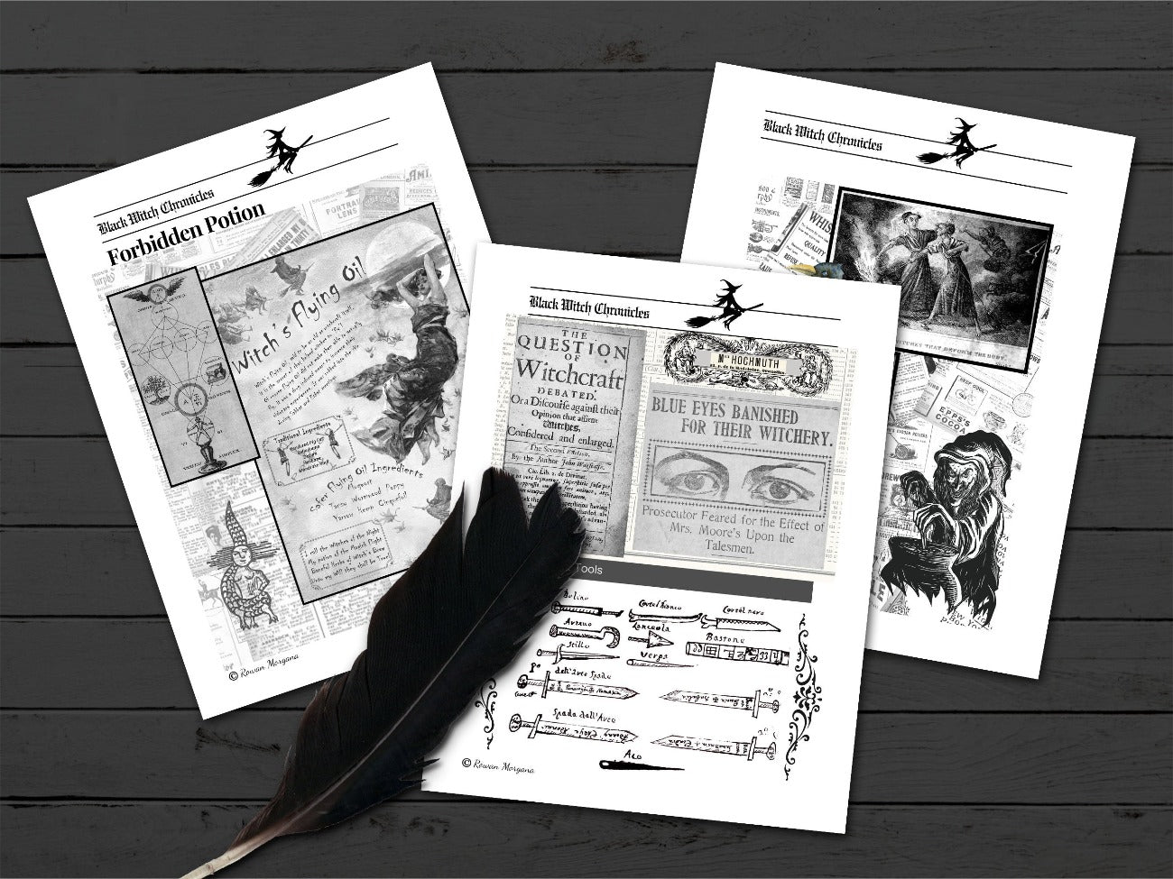 BLACK WITCH CHRONICLES, 24 pages, Olde Spells Potions, Incantations, Banish Spirits, Witchcraft belladonna flying oil, Besom and Chalice - Morgana Magick Spell