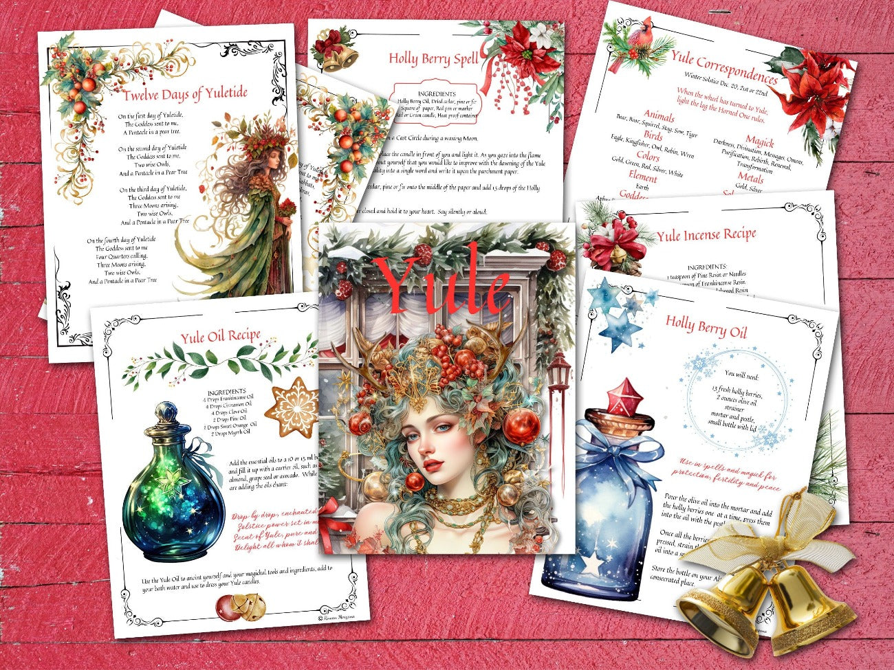 YULE WINTER SOLSTICE Bundle, 52 pages with Witch Sabbat Planner, Printable winter magic celebrations for your Wicca Pagan Solstice Grimore - Morgana Magick Spell