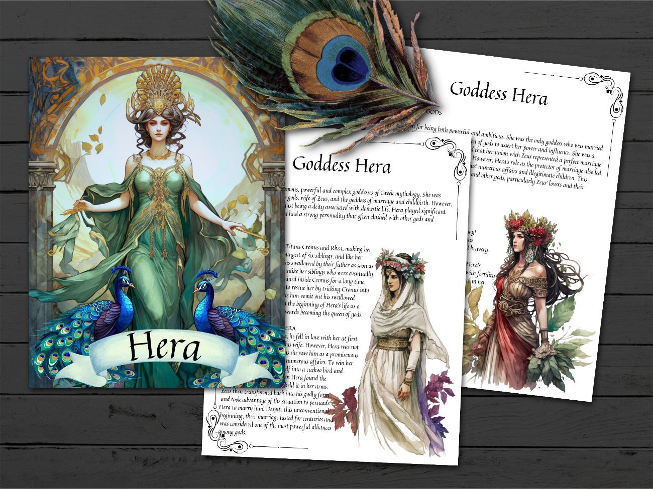 GODDESS HERA, title page, and first two information pages on the Goddess - Morgana Magick Spell