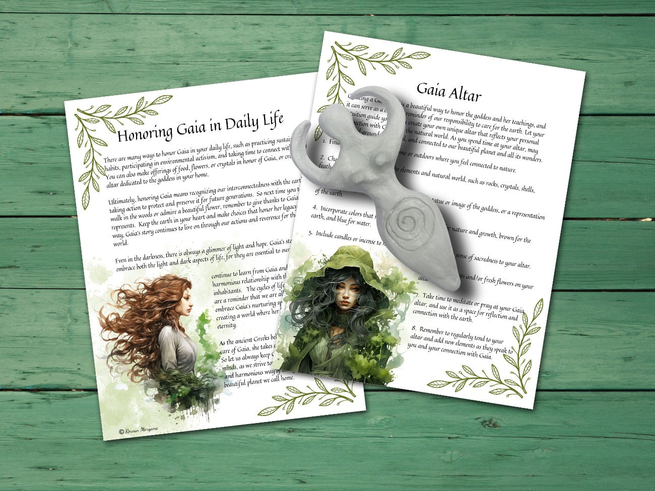 GODDESS GAIA, 2 Printable spellbook pages, Honoring Gaia in Daily Life and Gaia Altar - Morgana Magick Spell