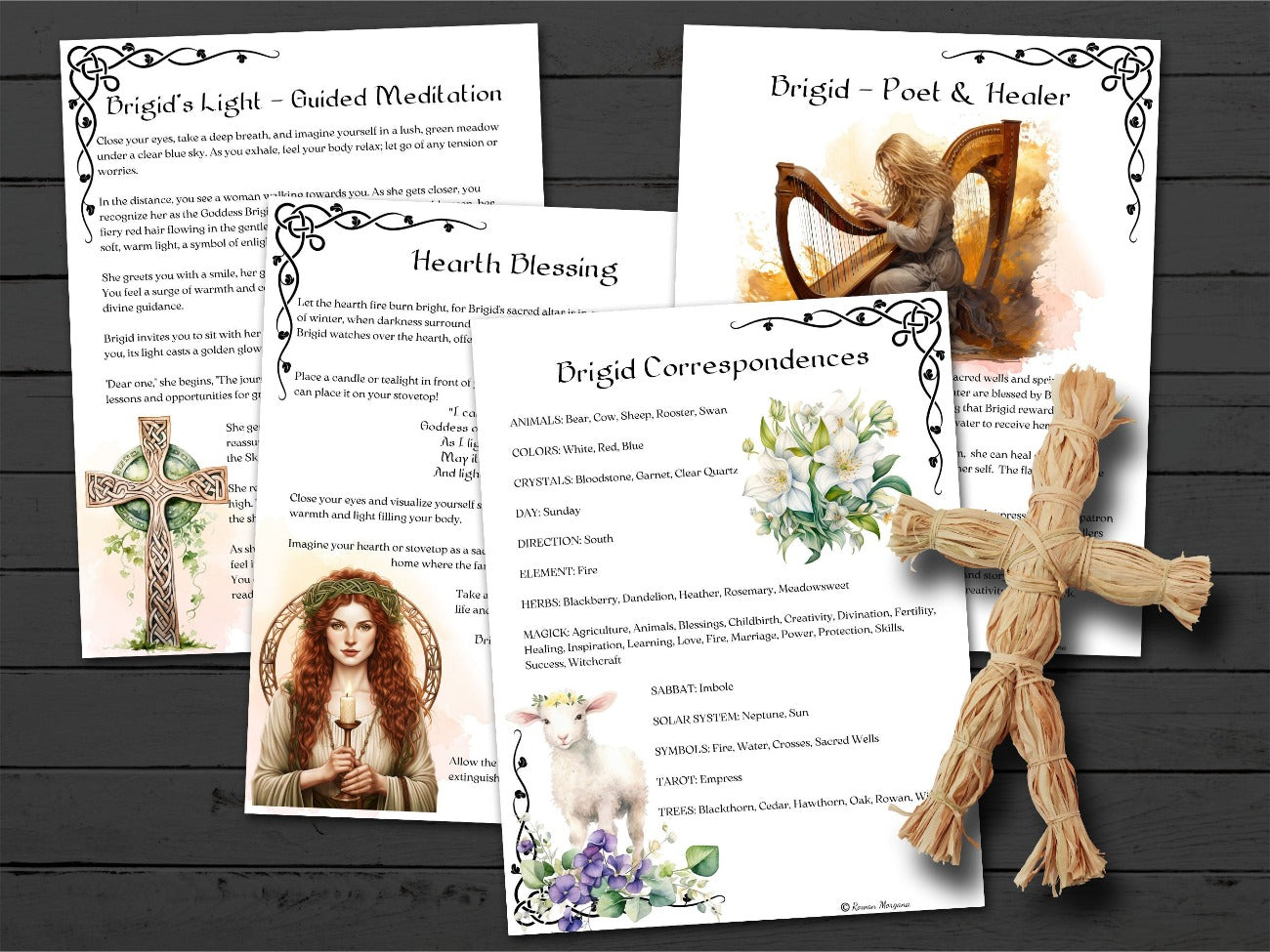 GODDESS BRIGID pages, Meditation Brigids Light, Brigid Poet and Healer, Hearth Blessing and Brigid Correspondences - Morgana Magick Spell