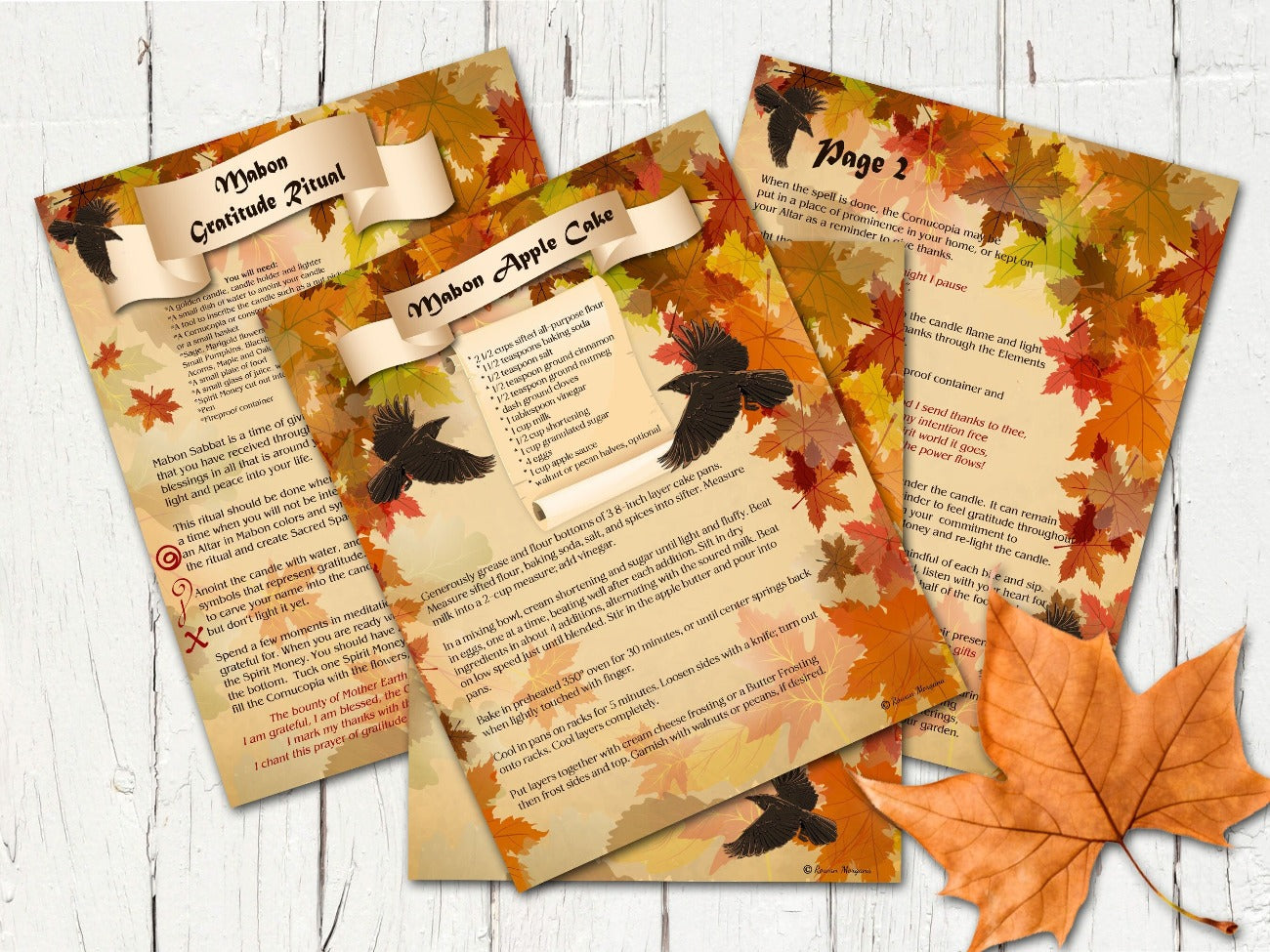 Mabon Gratitude Ritual 2 pages and Mabon Apple Cake Recipe - Morgana Magick Spell