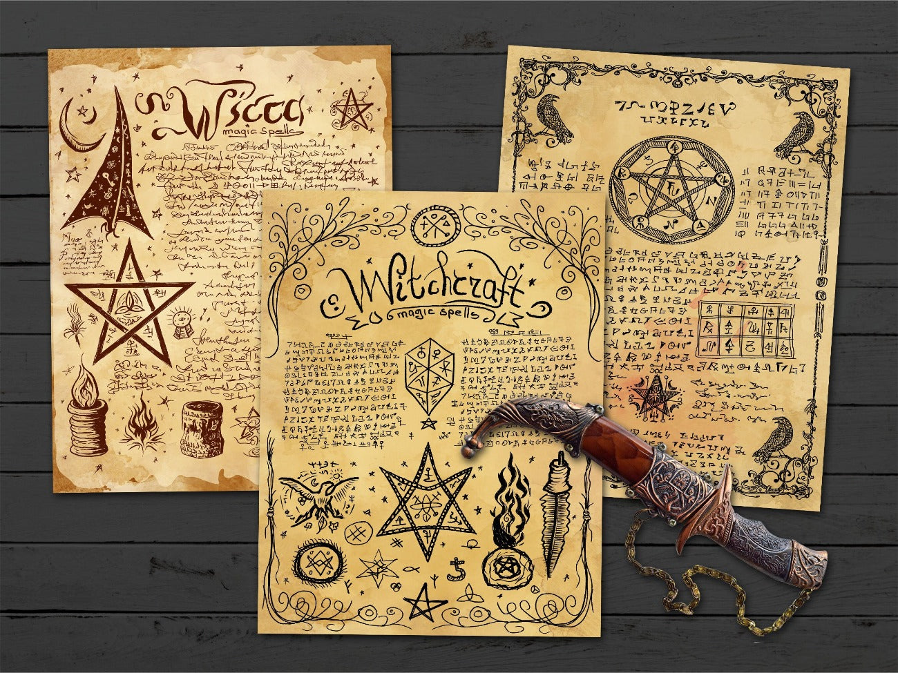 MYSTIC OCCULT, Digital Gothic Pages, Esoteric Supernatural, With Mystical Symbols, Witchy scrapbook, Magic Spellbook, Junk Journal Papers - Morgana Magick Spell