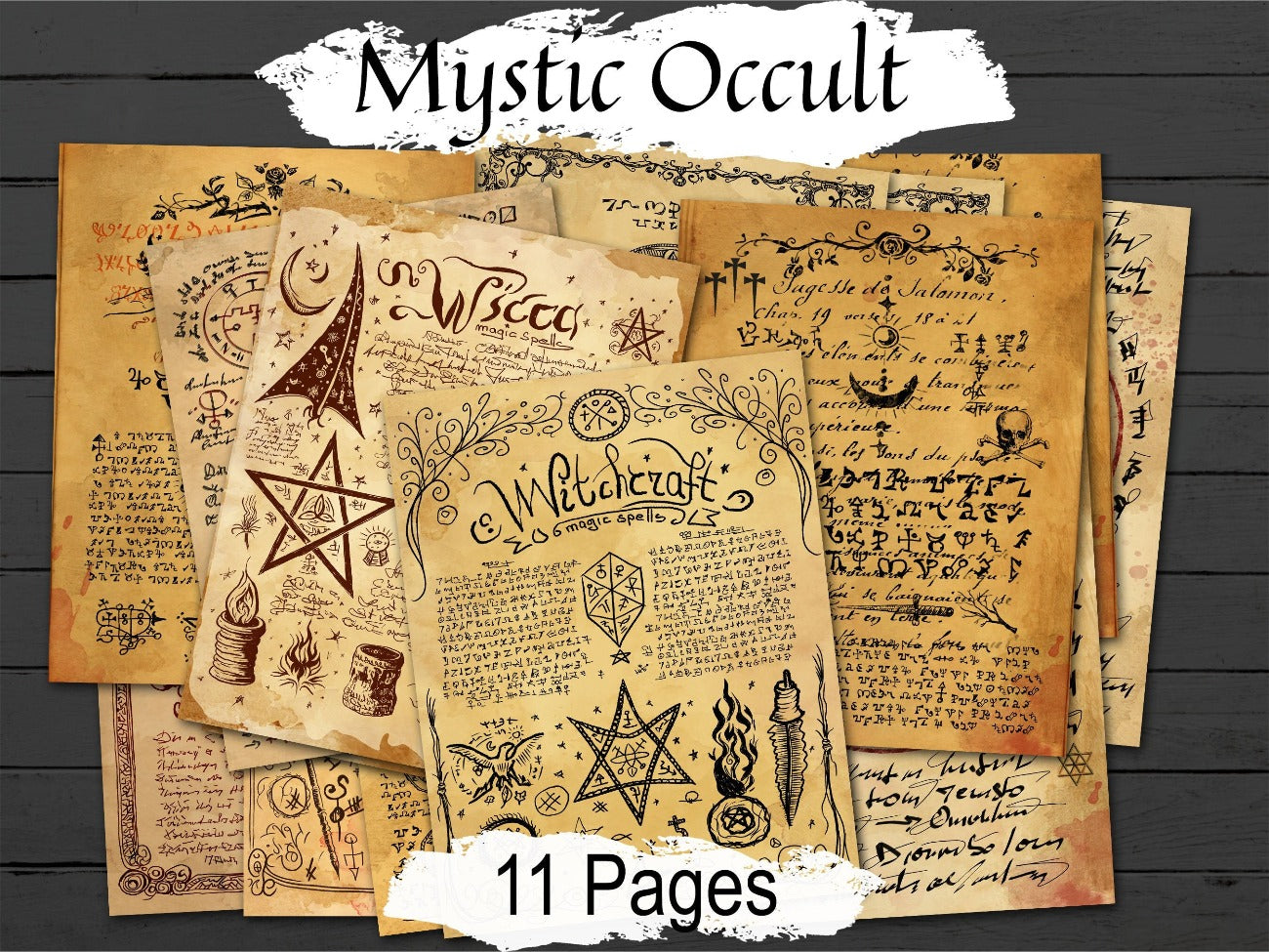 MYSTIC OCCULT, Digital Gothic Pages, Esoteric Supernatural, With Mystical Symbols, Witchy scrapbook, Magic Spellbook, Junk Journal Papers - Morgana Magick Spell