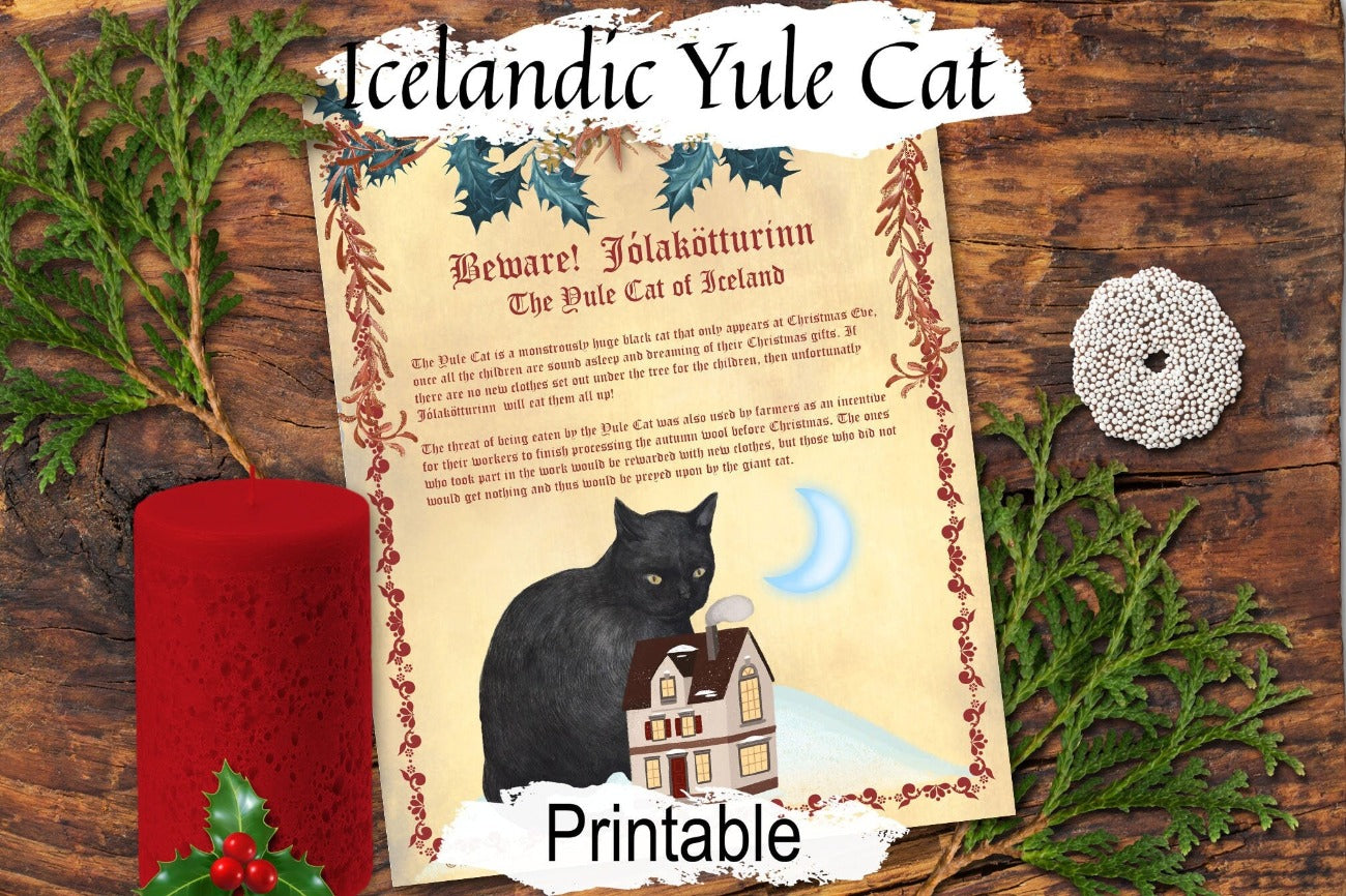 ICELANDIC YULE CAT Legend, Jólakötturinn The Christmas Cat of Iceland, Christmas Cat Monster, He will eat you if you do not get new clothes! - Morgana Magick Spell