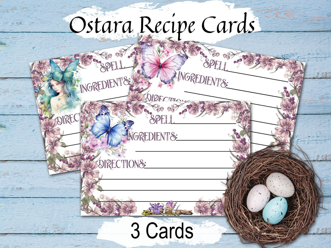 OSTARA SPELL CARDS, Record your herbal recipes, crafts, apothecary portions, & traditional magic spells for this Spring Equinox Wiccan Sabbat - Morgana Magick Spell