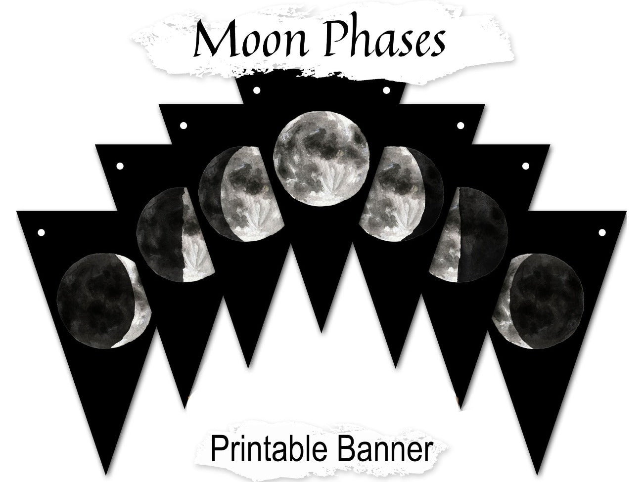 WICCA MOON Banner, Moon Cycle Bunting - Morgana Magick Spell