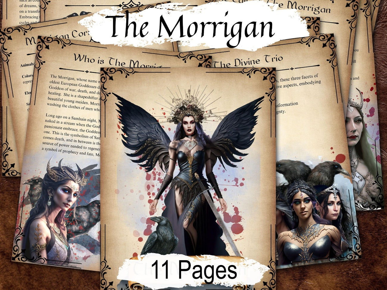THE MORRIGAN, 11 Printable Spell Book pages, Celtic Mythology Raven Diety, Wicca Dark Goddess Samhain Grimoire, Halloween Altar Prayers - Morgana Magick Spell