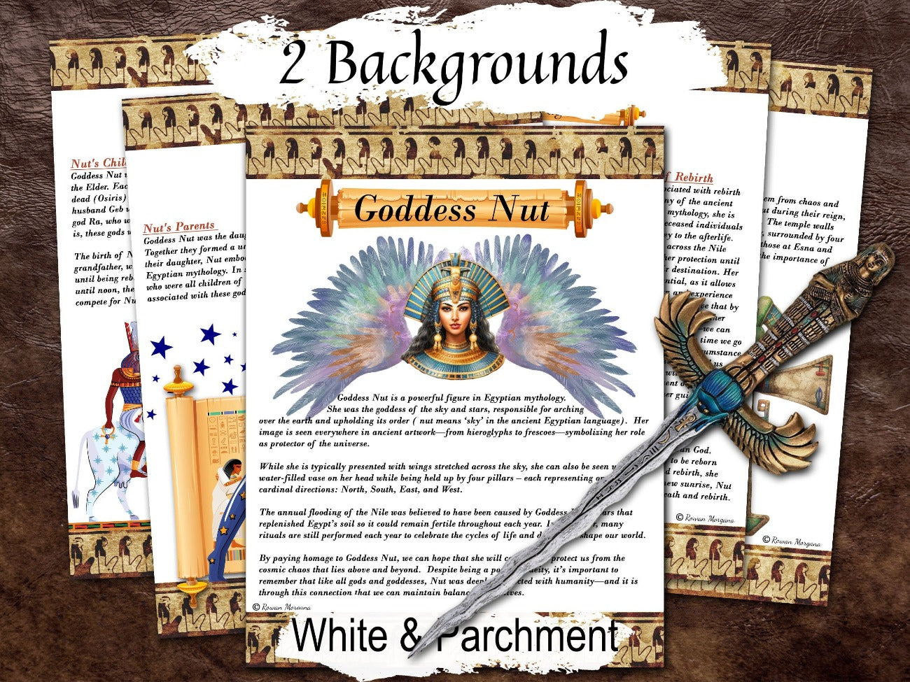 GODDESS NUT 5 Pages, Lore and Mythology, Egyptian Goddess of the Sky Stars and Heavens, Printable Witchcraft Grimoire Altar Guide, Gift - Morgana Magick Spell