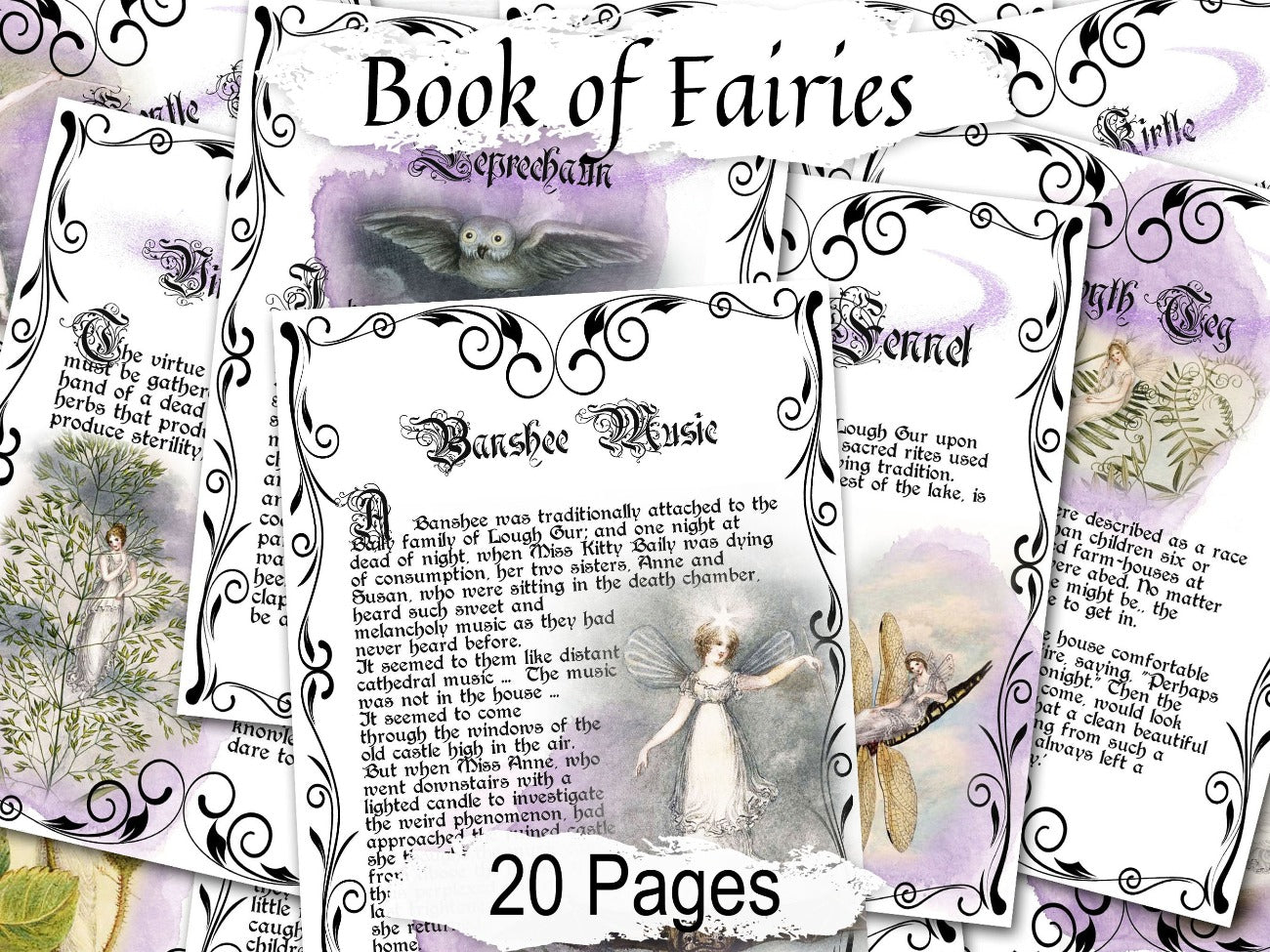 FAERY LORE Version II - 19th Century Europe, Celtic Fae Beliefs, 20 Pages Printable Journal, Authentic Fairy Spellbook, Once Upon a Time - Morgana Magick Spell