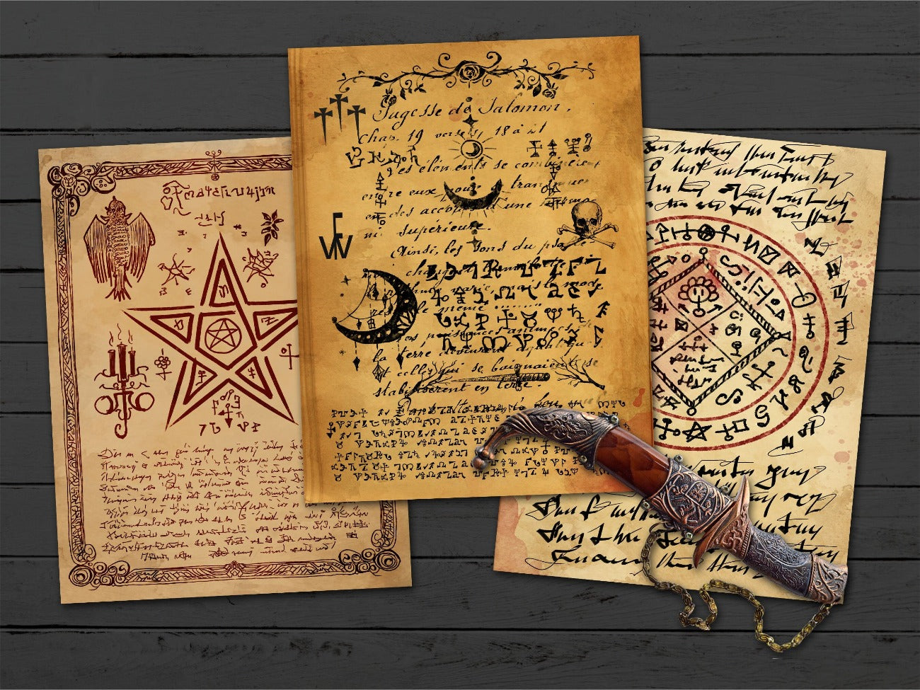 MYSTIC OCCULT, Digital Gothic Pages, Esoteric Supernatural, With Mystical Symbols, Witchy scrapbook, Magic Spellbook, Junk Journal Papers - Morgana Magick Spell