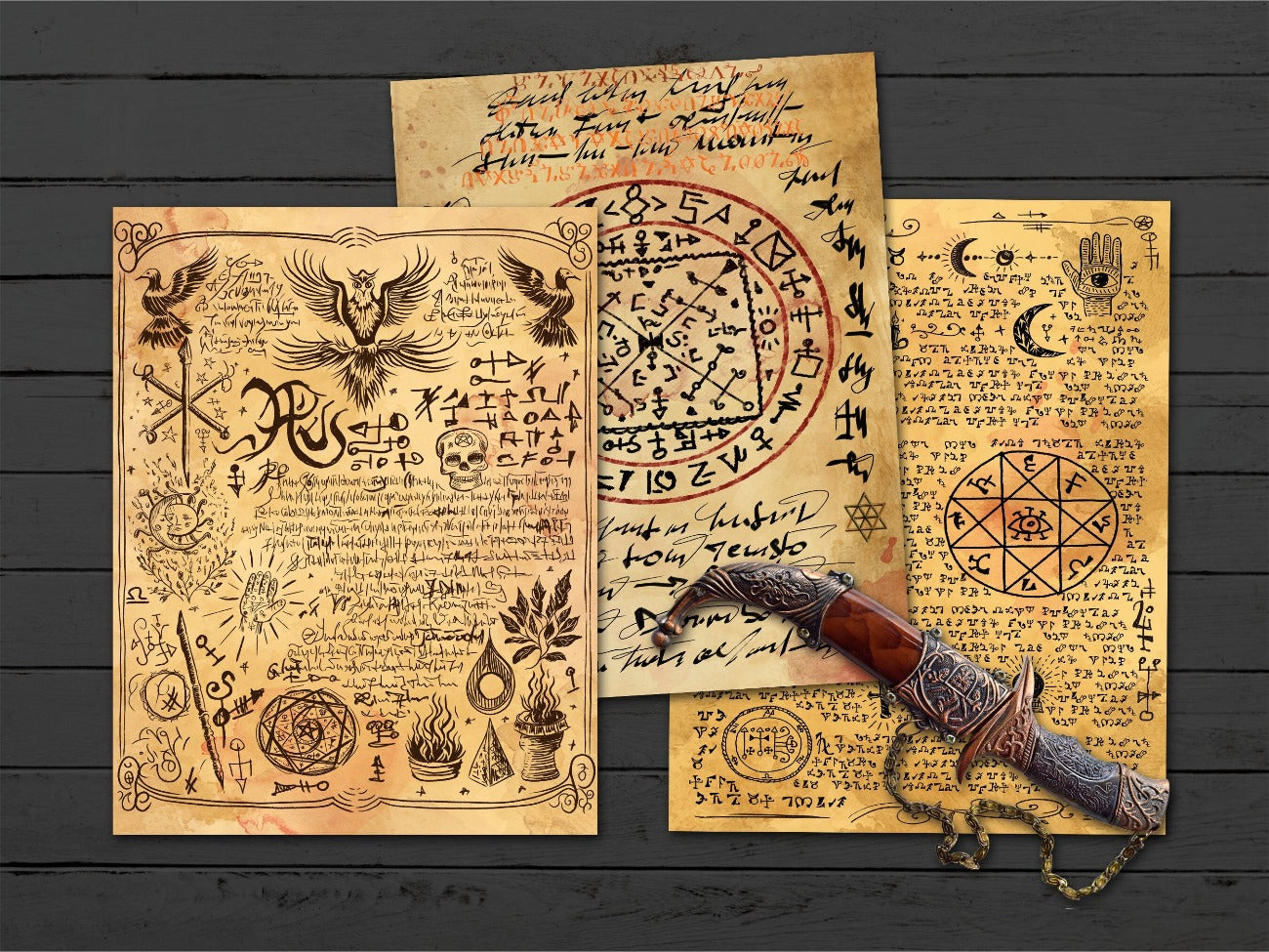 MYSTIC OCCULT, Digital Gothic Pages, Esoteric Supernatural, With Mystical Symbols, Witchy scrapbook, Magic Spellbook, Junk Journal Papers - Morgana Magick Spell