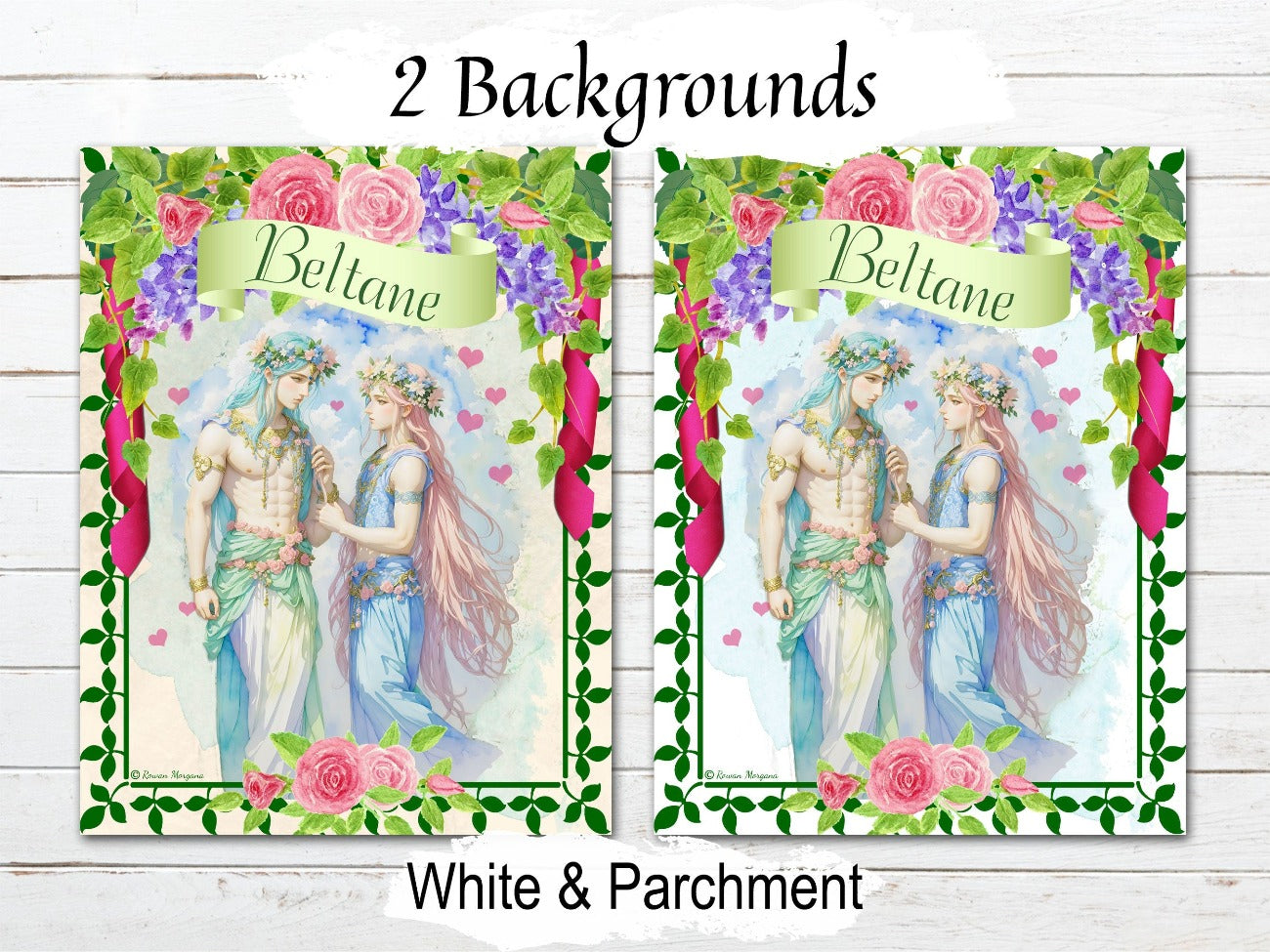 BELTANE WICCA SABBAT, White Background, Grimoire Printable Spellbook, Wheel of the Year Traditions, Meditation, Rituals, Spells, Oil & Incense Recipes - Morgana Magick Spell