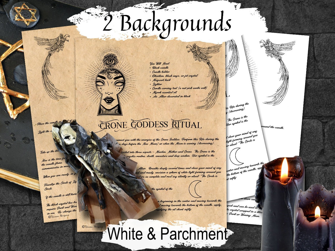 CRONE GODDESS RITUAL 2 Pages, Wicca Dark Moon Ritual Spell, Crone Goddess Magic, Wicca Witchcraft Hecate Triple Moon Spell, Esbat Magic - Morgana Magick Spell