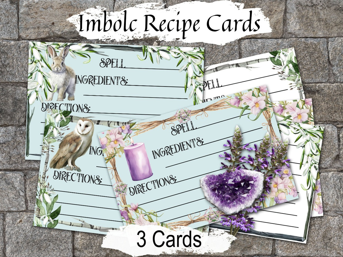 IMBOLC SPELL CARDS, Record your herbal recipes, crafts, apothecary portions, & traditional magic spells for this Candlemas Wiccan Sabbat - Morgana Magick Spell