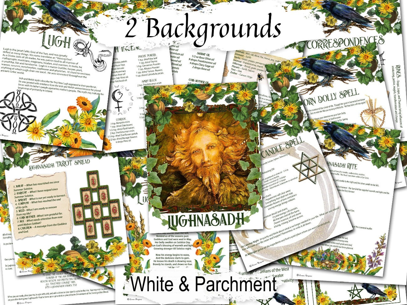 LUGHNASADH BUNDLE, 20 Pages, Lammas Wiccan Sabbat, Lughnasadh Spells Rituals Recipes Correspondences, Corn Doll, Lugh, Baby Witch Spellbook