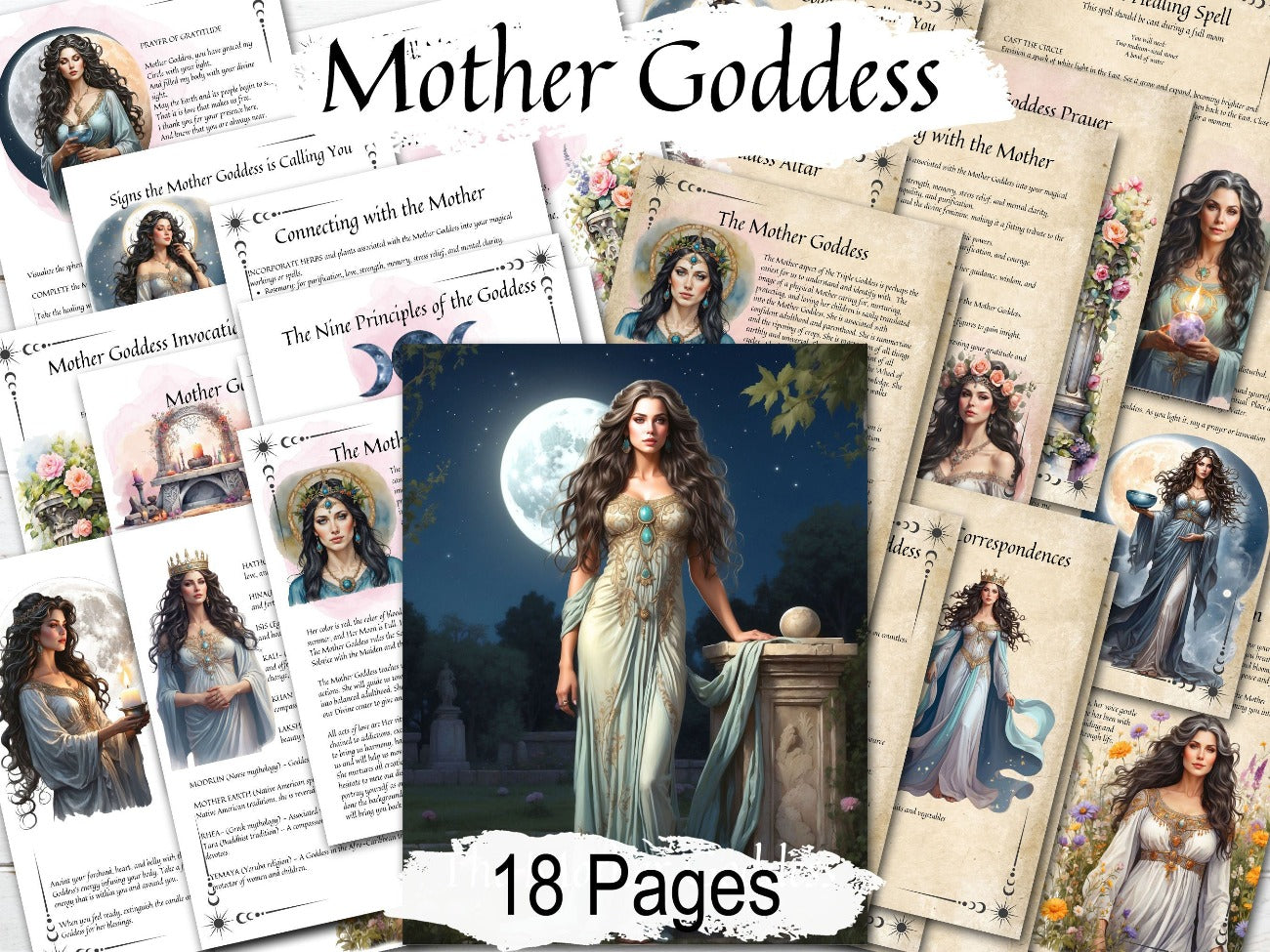 THE MOTHER GODDESS, Ritual Spell Meditation, Divine Femine, Full Moon, Triple Goddess Magic, Isis, Cerridwen, Gaia, 18 Printable Pages - Morgana Magick Spell
