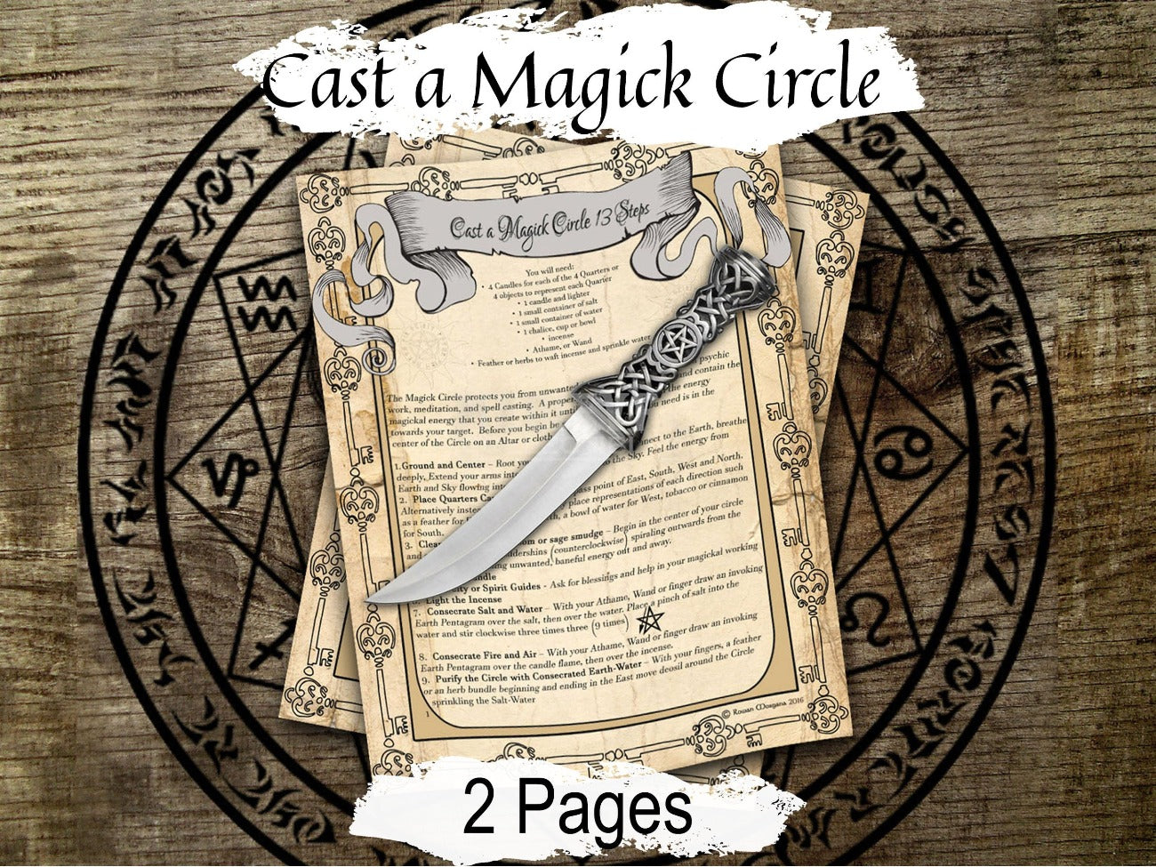 CAST a MAGICK CIRCLE, Sacred Space, Rituals Spells & Ceremonies, Call the Quarters, Witchcraft Divine Connection, Spirit Realm, 2 Pages - Morgana Magick Spell