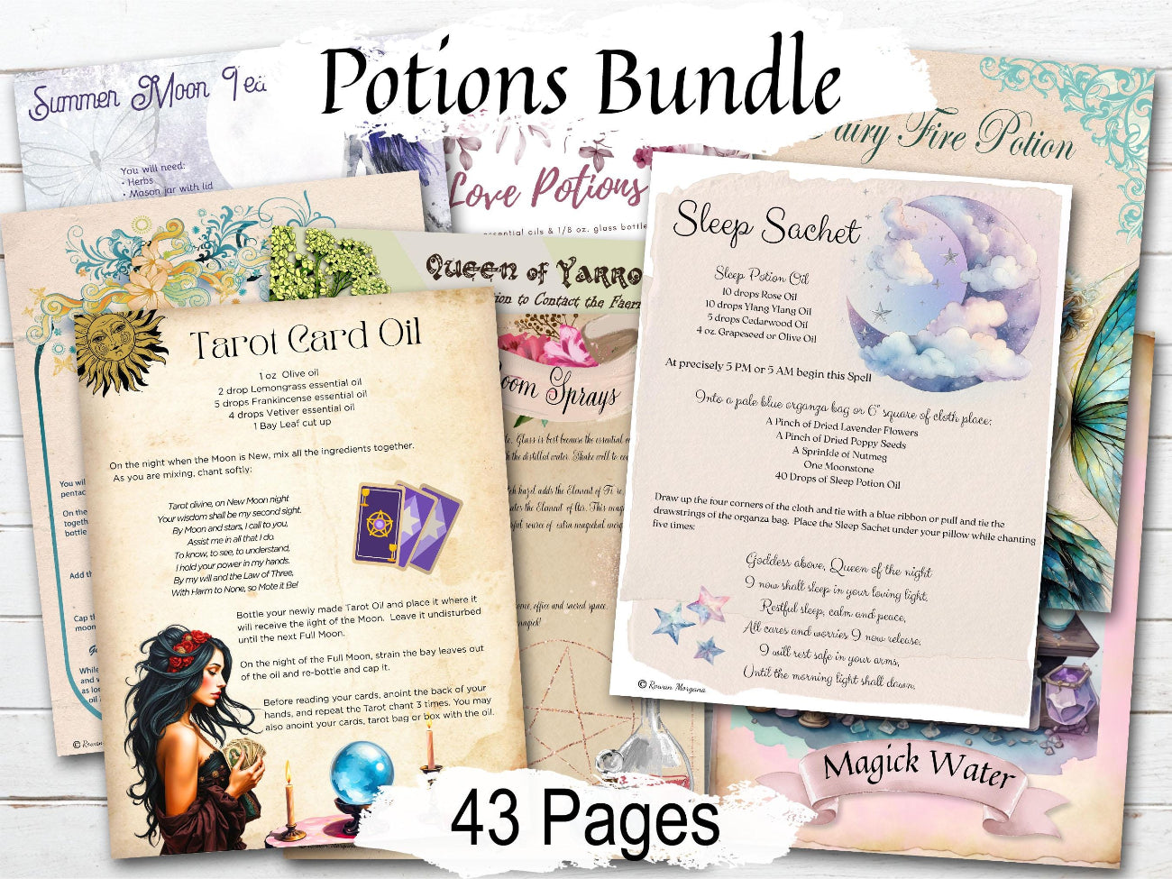 MAGICK POTIONS Bundle, Spellbound Teas Syrups Vinegars Ciders, Love & Banishing Potions, Magic Water, Room Sprays, Printable Book of Shadows - Morgana Magick Spell