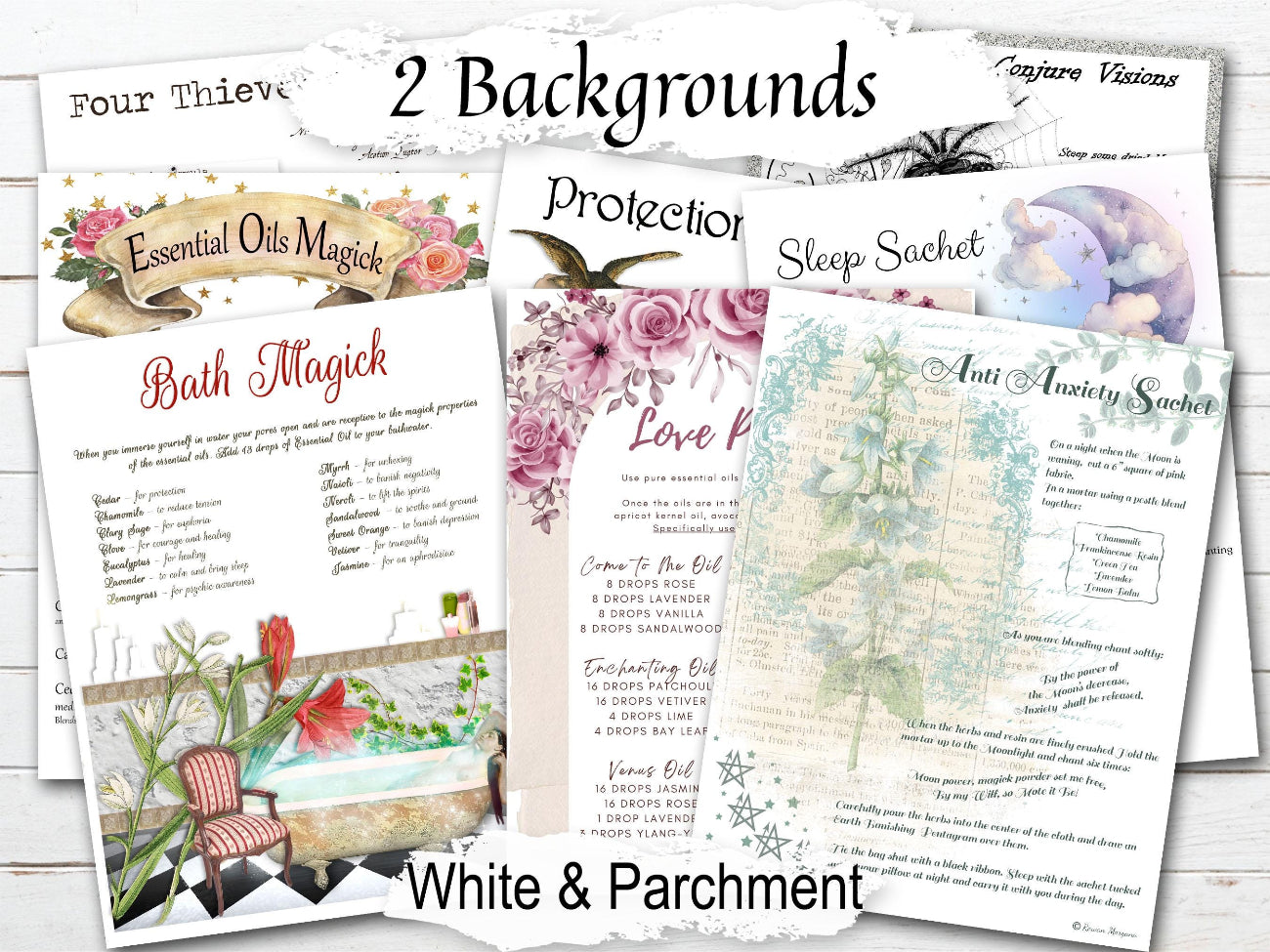 MAGICK POTIONS Bundle, Spellbound Teas Syrups Vinegars Ciders, Love & Banishing Potions, Magic Water, Room Sprays, Printable Book of Shadows - Morgana Magick Spell