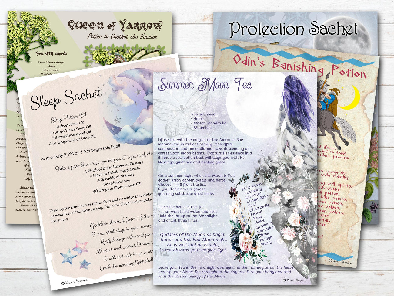 MAGICK POTIONS Bundle, Spellbound Teas Syrups Vinegars Ciders, Love & Banishing Potions, Magic Water, Room Sprays, Printable Book of Shadows - Morgana Magick Spell