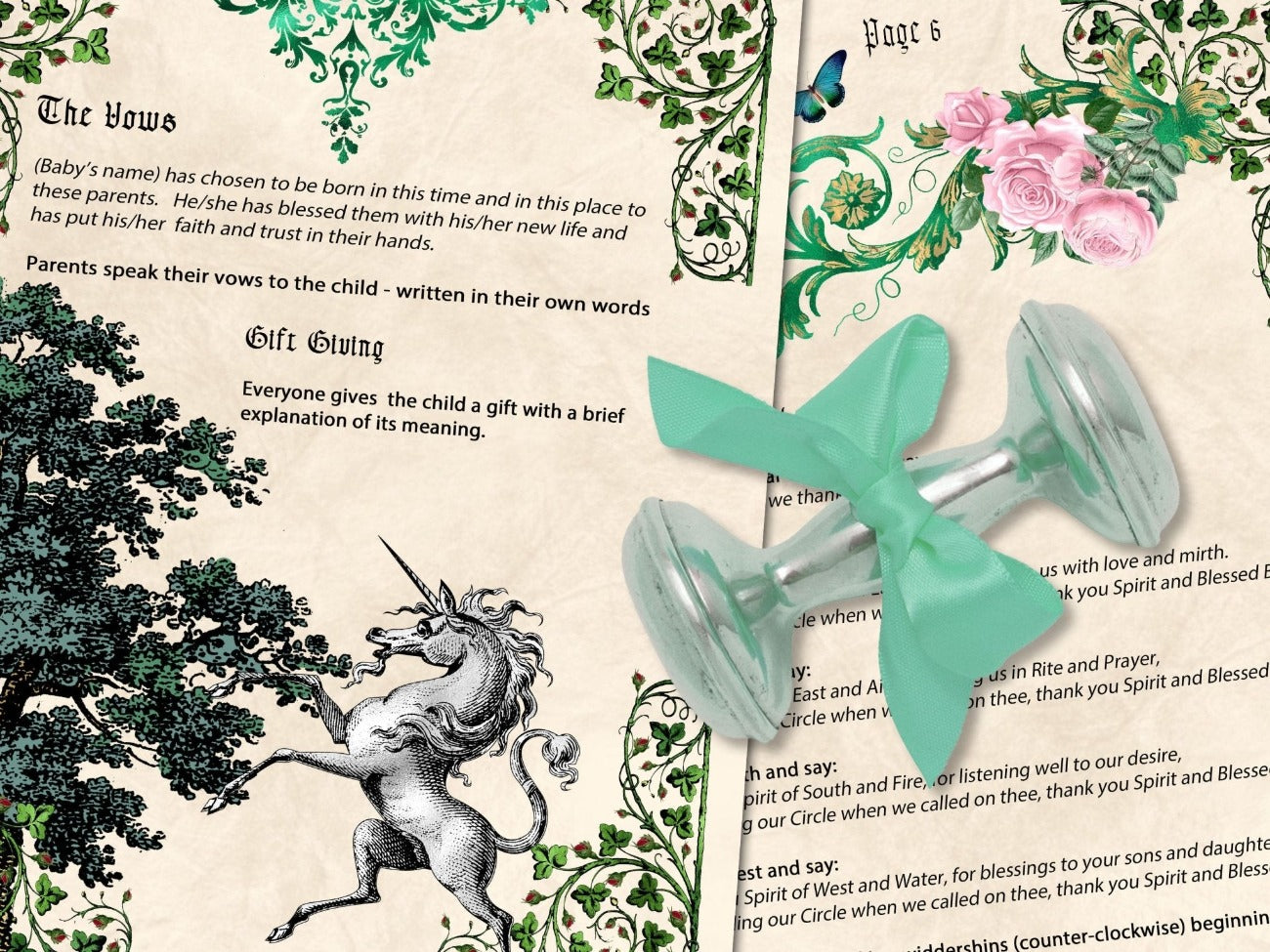 BABY BLESSING, 6 Pages, Wiccaning Naming Ritual - Morgana Magick Spell