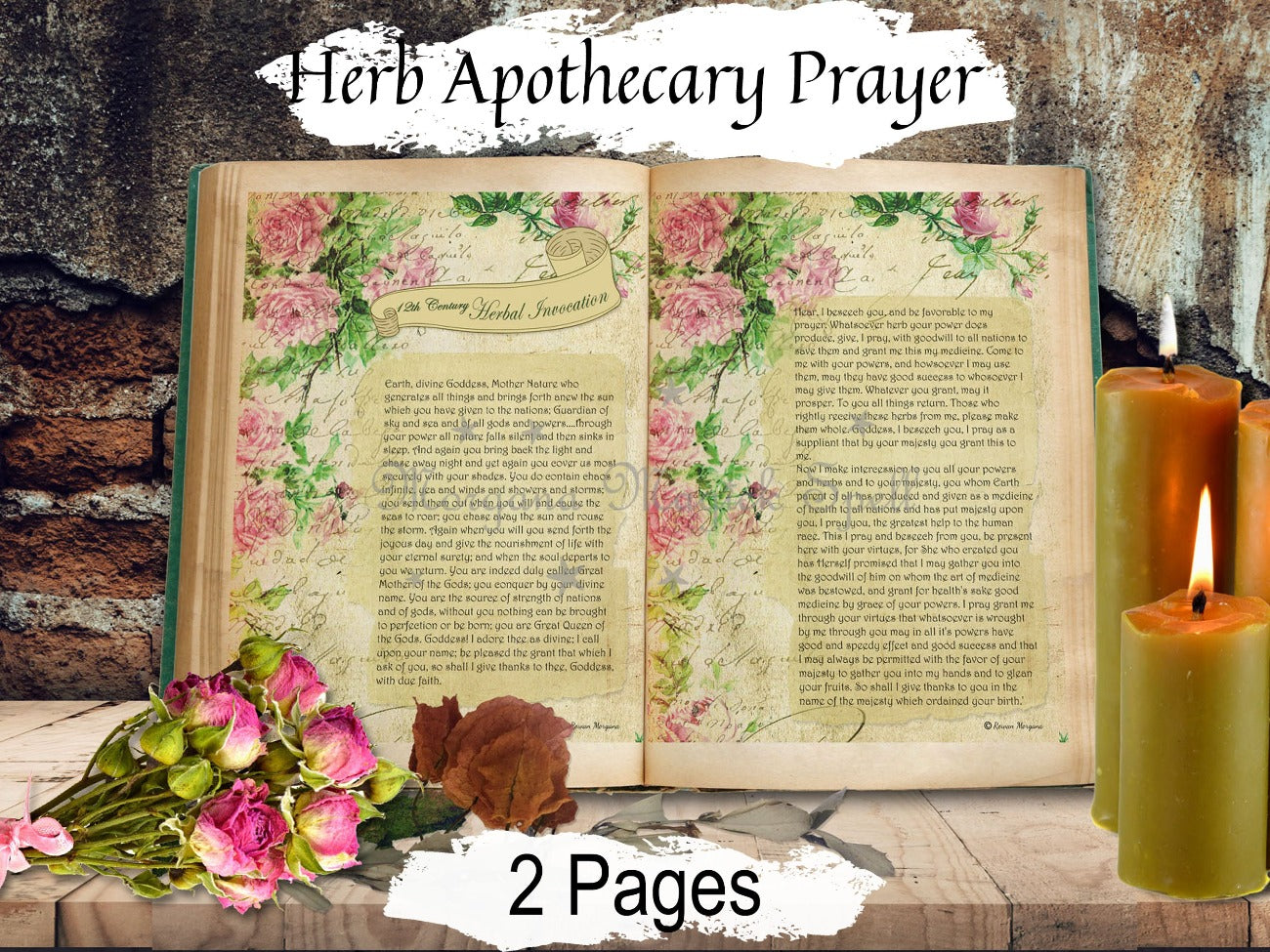 HERBAL APOTHECARY PRAYER, Vintage 12th Century Earth Goddess Herbal Witchcraft Invocation, Green Witch, WiccaHerb Magic, 2 Printable Pages - Morgana Magick Spell