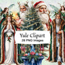 YULE CLIPART BUNDLE - Winter Solstice, 28 Watercolor Art PNGs for Pagan Ritual Altar - Commercial Use - Morgana Magick Spell