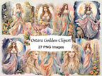 OSTARA GODDESS CLIPART, Fantasy Easter Spring Graphics, Equinox Sabbat Grimoire, Watercolor Art, Commercial Use, Goddess Gift, 27 pngs - Morgana Magick Spell