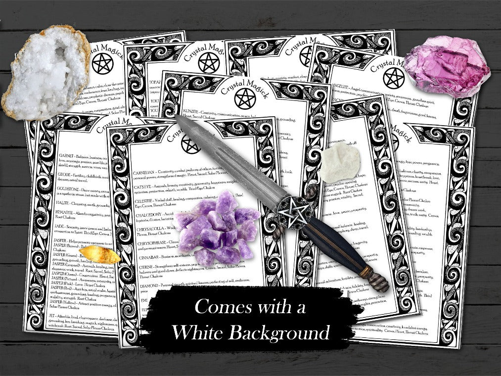 Printable Crystal Guide, 9 pages with white background  - Morgana Magick Spell