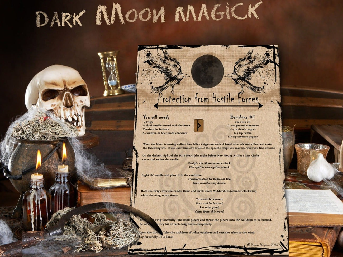 PROTECTION SPELL, Against Hostile Forces, Banish Negativity, Dark Moon Magic - Mortgana Magick Spell