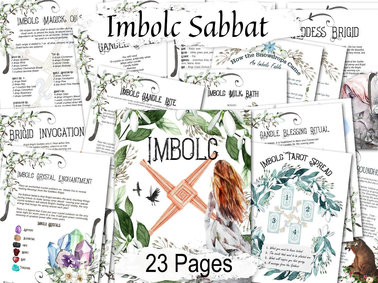 IMBOLC SABBAT  23 Printable Pages of Wicca Witchcraft Traditions, Correspondences Rituals Spells Recipes & Prayers, Candlemas Grimoire - Morgana Magick Spell